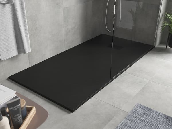 Mexen Hugo rektangulær bruseniche SMC 180 x 80 cm, sort, sort dækning - 42708018-B