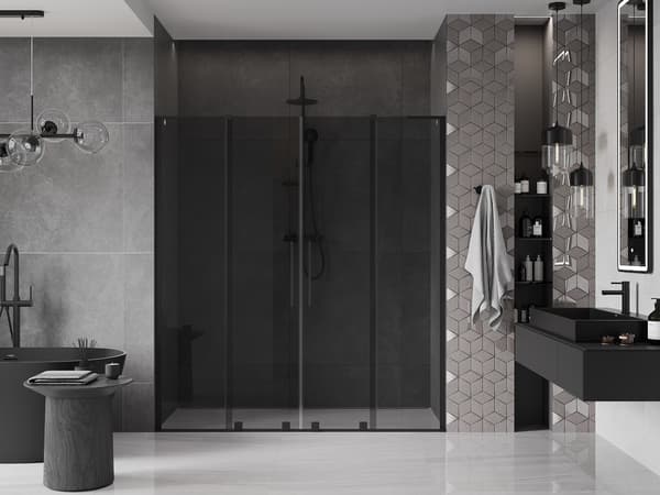 Mexen Velar L Duo skydedør til bruser 200 cm, grafit, sort - 871-200-003-42-70