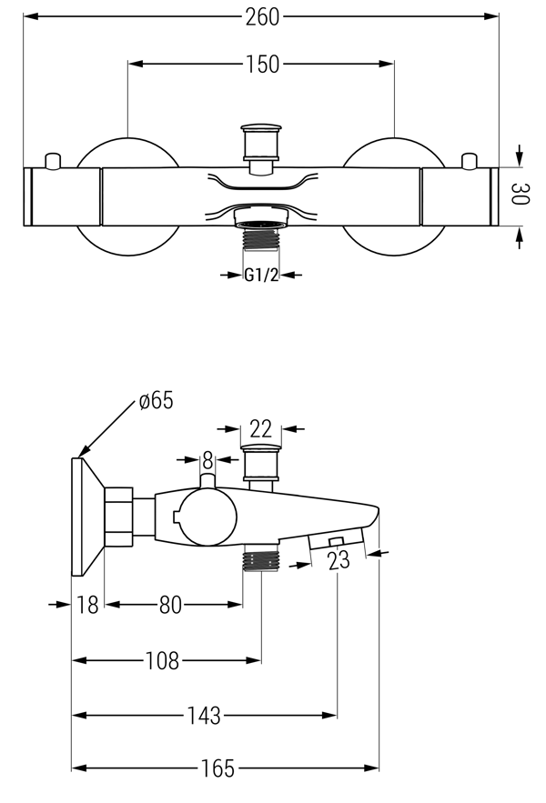 Mexen Nox termostatisk badekararmatur, sort - 77350-70