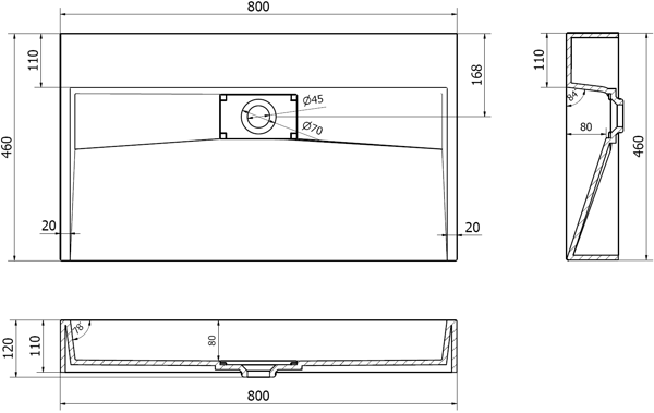 Mexen Ava vask til bordplade af komposit B/O 80 x 46 cm, sort - 23018070