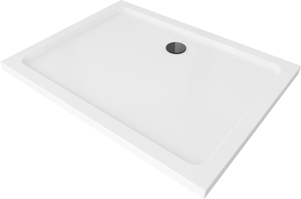Mexen Flat rektangulær slim bruserkar 110 x 80 cm, hvid, sort sifon - 40108011B