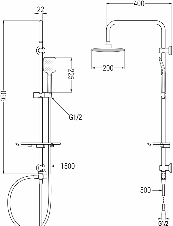 Mexen T62 bruserkolonne, krom - 798626293-00