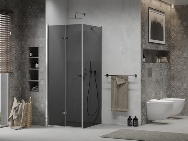 Mexen Lima fällbar duschkabin 80 x 80 cm, grafit, krom - 856-080-080-01-40