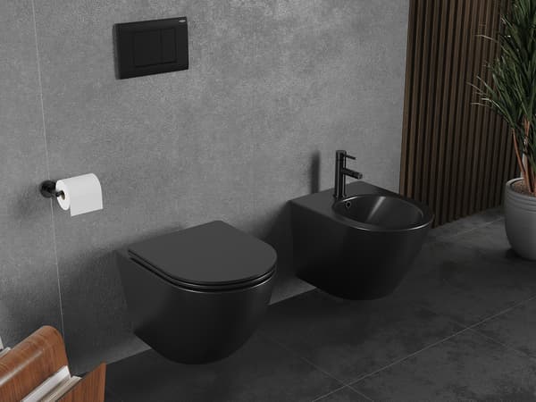 Mexen Lena toiletskål Rimless Tornado, sort mat - 3322XX85T