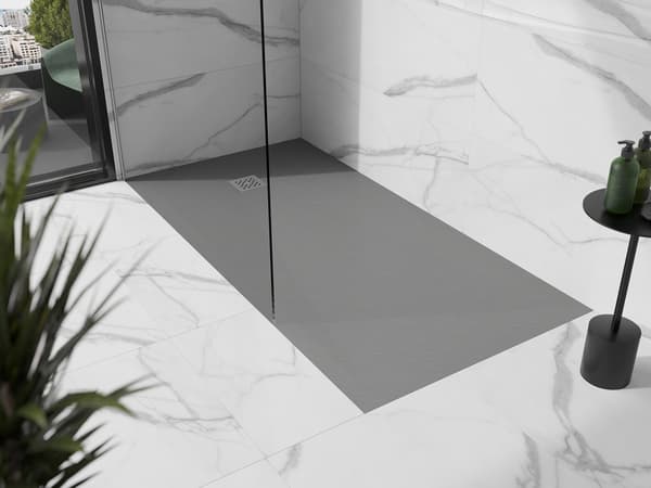 Mexen Stone+ rektangulær kompositbruserbakke 200 x 90 cm, grå-beton - 44619020