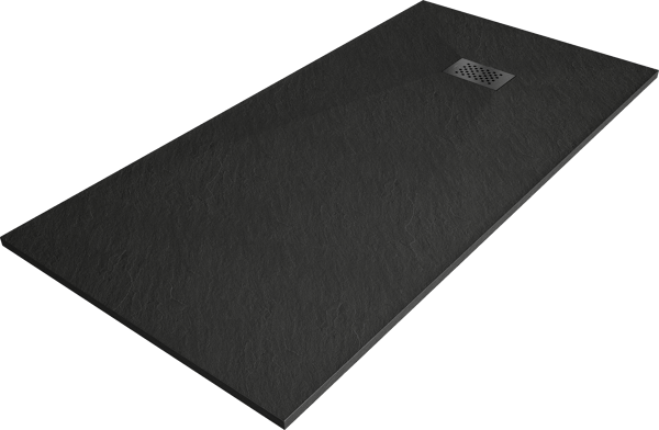 Mexen Hugo rektangulær bruseniche SMC 180 x 80 cm, sort, sort dækning - 42708018-B