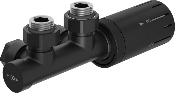 Mexen G05 vinklet termostat sæt, Duplex, DN50, sort - W907-958-70