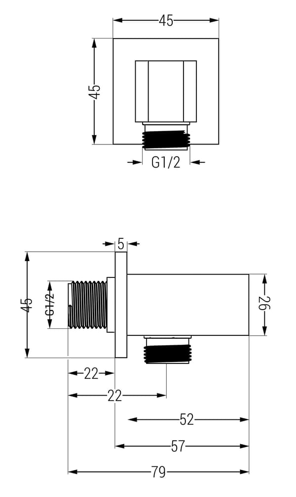 Mexen Cube kulmaliitin, kromi - 79300-00