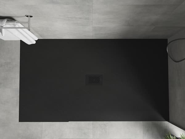 Mexen Hugo rektangulær bundkar SMC 180 x 100 cm, sort, sort dækplade - 42701018-B