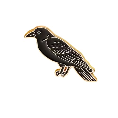 Brosch - Pin - Kråka - Korp - Svart