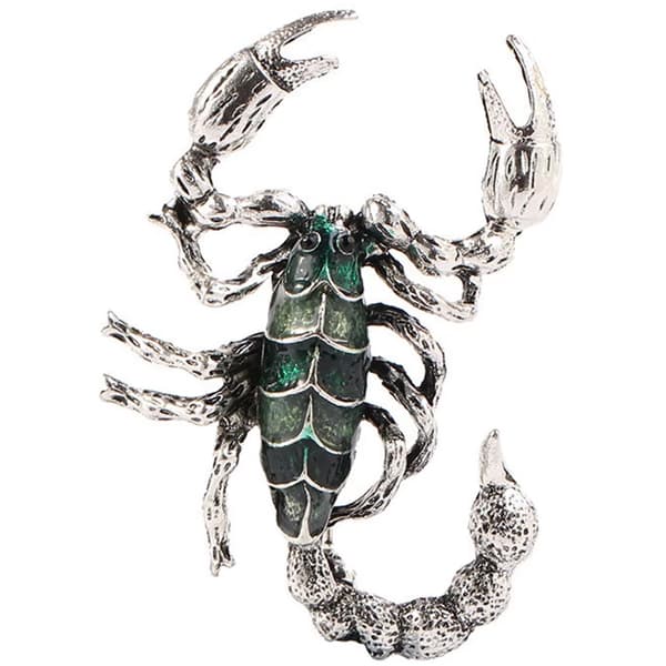 Brosch - Grön skorpion [Silver]