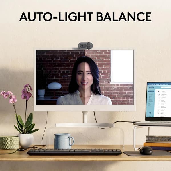 Logitech Brio 100 Full HD-webcam til møder og streaming - grafit