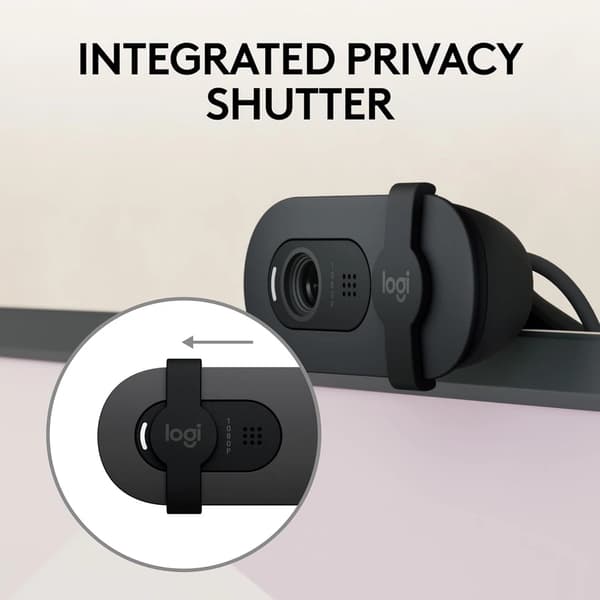 Logitech Brio 100 Full HD-webcam til møder og streaming - grafit