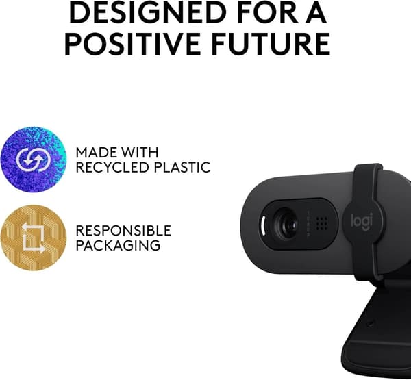 Logitech Brio 100 Full HD-webcam til møder og streaming - grafit