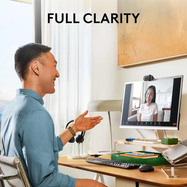 Logitech Brio 100 Full HD-webcam til møder og streaming - grafit