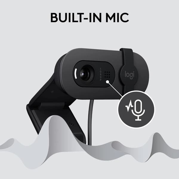 Logitech Brio 100 Full HD-webcam til møder og streaming - grafit