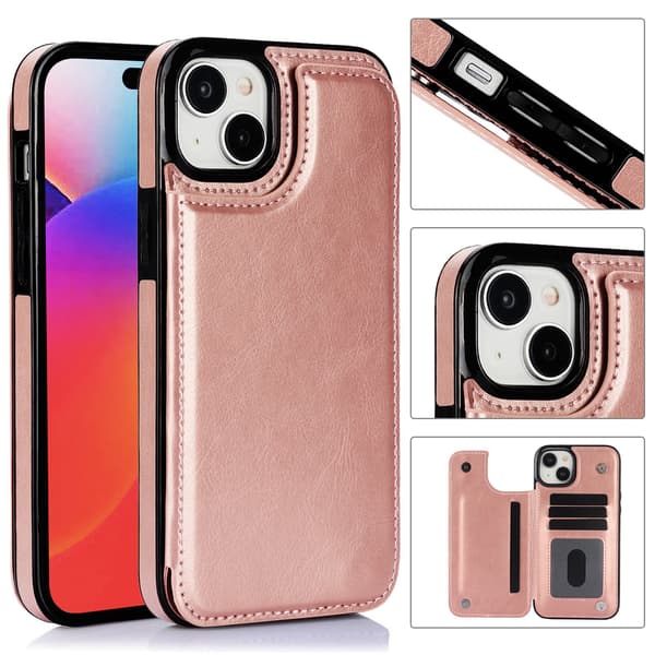 Hållbart läderfodral för iPhone 15 Plus