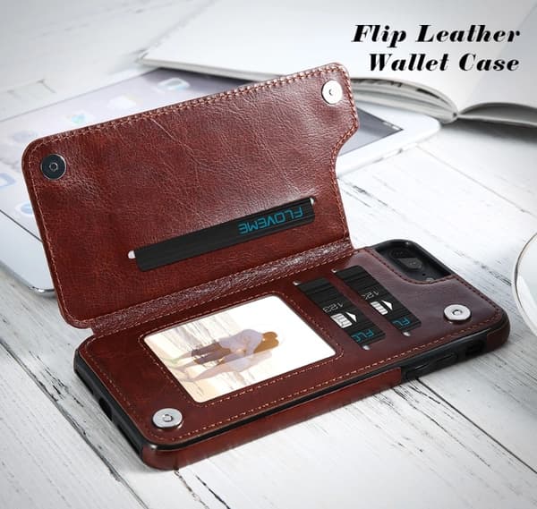 iPhone 7 Plus - NKOBEE Läderskal med Plånbok/Kortfack