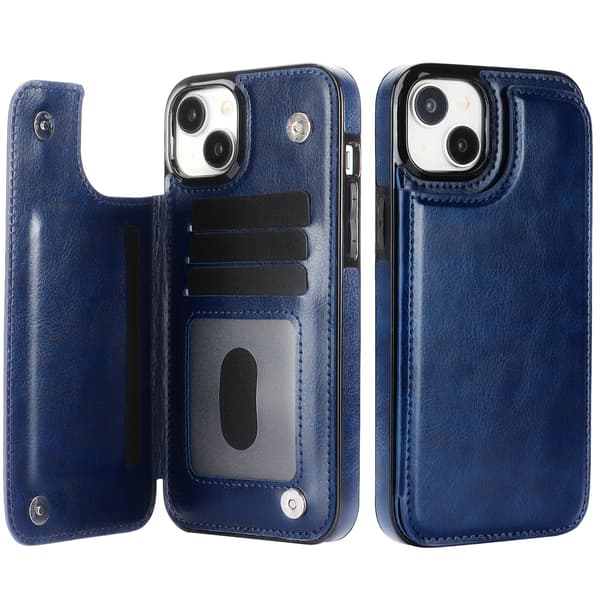 Hållbart läderfodral för iPhone 15 Plus