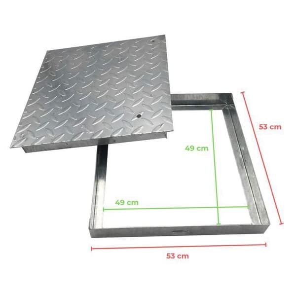 EINSIDE Förstärkt Galvaniserad Brunnslock, Galvaniserad Plåtlock – 55 x 55 cm