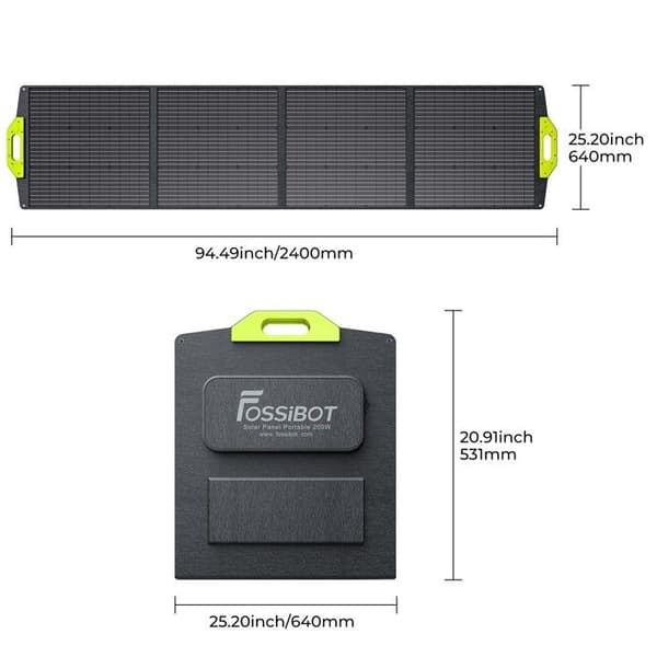 Solpanel - FOSSIBOT - SP200-200W - Fällbar - Hög Effektivitet - Vattentålig