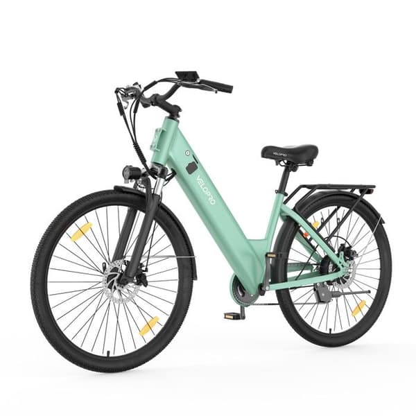 Elcykel Stad Velopro C1, Samsung-batteri & Shimano 7 växlar, Grön