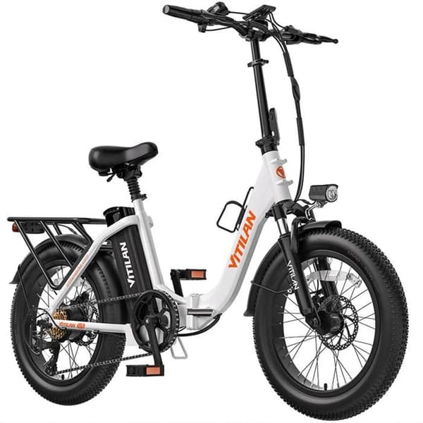 VITILAN U3 Fällbar Elcykel med Breda Däck, Vit