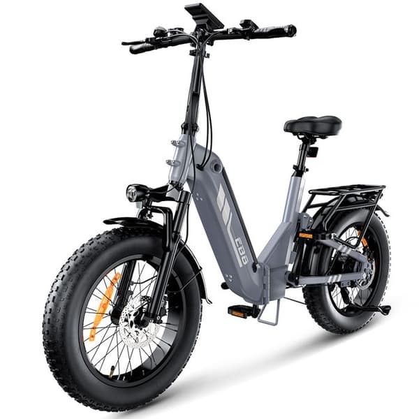 Fällbar Elcykel iScooter EB8, Fatdäck 20", Moment sensor, Grå