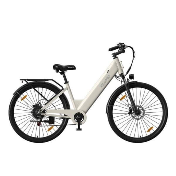 Elcykel Stad Velopro C1, Samsung-batteri & Shimano 7 växlar, Vit