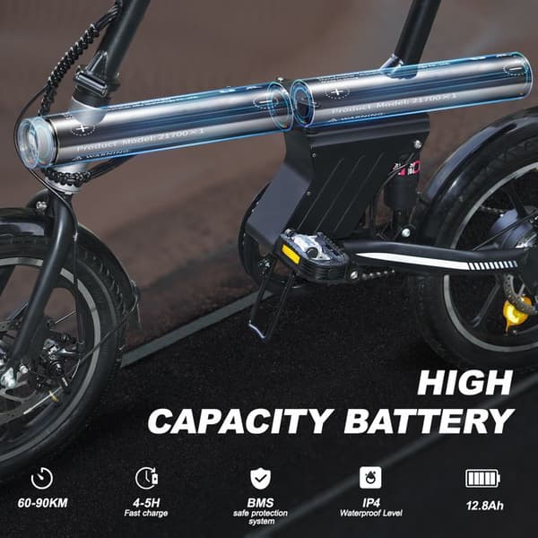 Fällbar Elcykel AVDL A11, 16’’, Långtidsbatteri 460Wh, Grå
