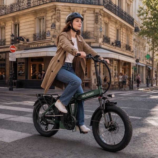 Fällbar Elcykel Wildeway FW11, 1680 Wh, Däck 20", Grön