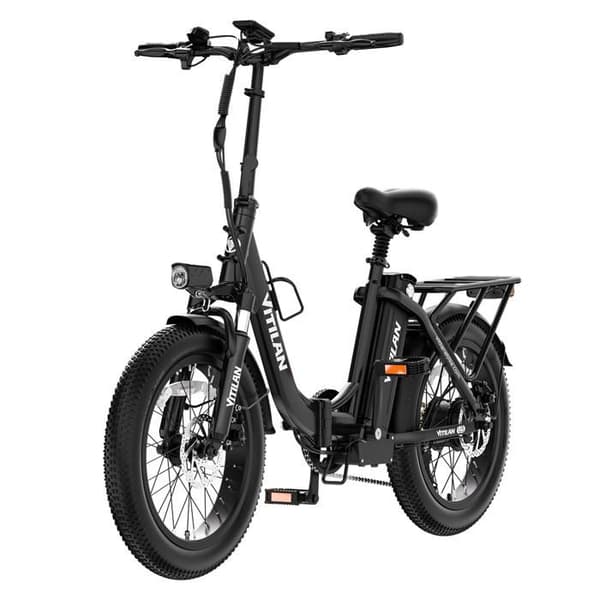 VITILAN U3 Fällbar Elcykel med Breda Däck, Svart