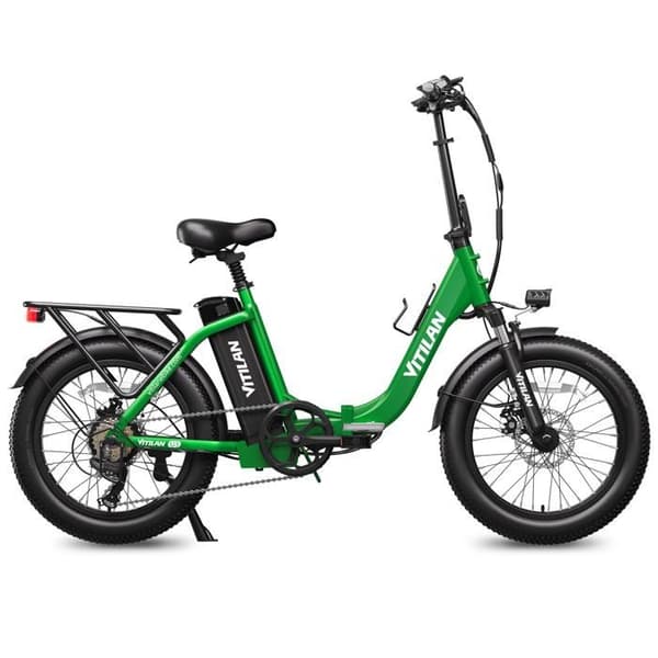 VITILAN U3 Fällbar Elcykel med Breda Däck, Grön