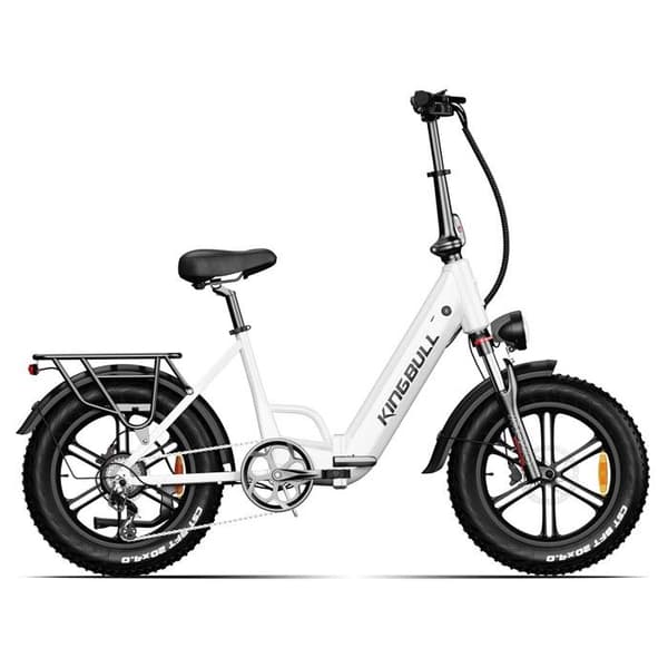 KINGBULL Literider 2.0 Fällbar Elcykel, Fatdäck 20×4.0, Hydrauliska Bromsar, Vit