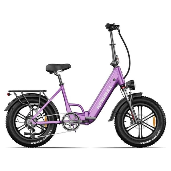 KINGBULL Literider 2.0 Fällbar Elcykel, Fatdäck 20×4.0, Hydrauliska Bromsar, Lila