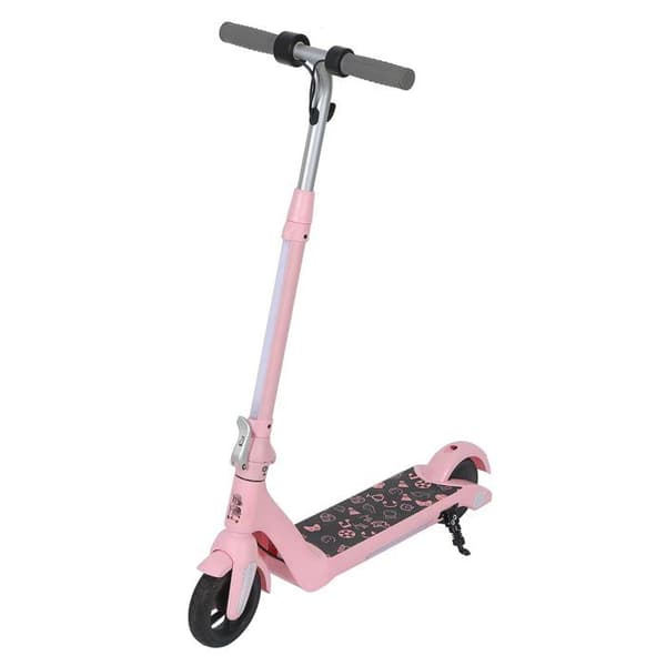 El-scooter Barn F601, Justerbar Höjd, LED-belysning, Fällbar, Rosa