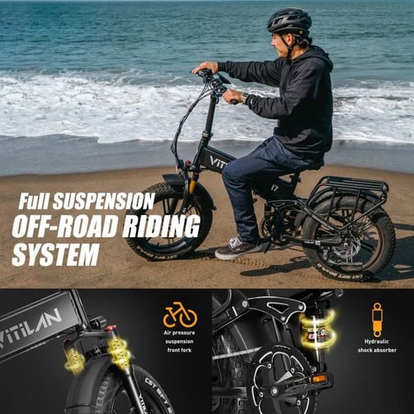 Vikbar Elcykel VITILAN i7 Pro 3.0 - 48 V 20 Ah - 8 Växlar - Vit