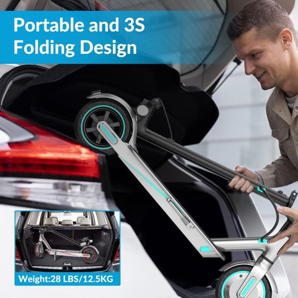 Fällbar Elektrisk Sparkcykel OOK-TEK V8, 36V 10.5Ah, Heltäckande Däck 8.5", Appkontroll, Grå&Blå