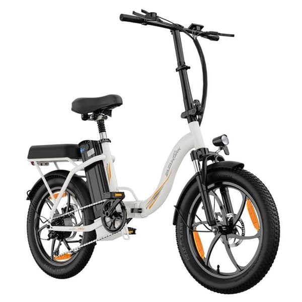 ZAZAWORK C16 Fällbar Elcykel, 48V 16Ah, Däck 20×3.0, Vit