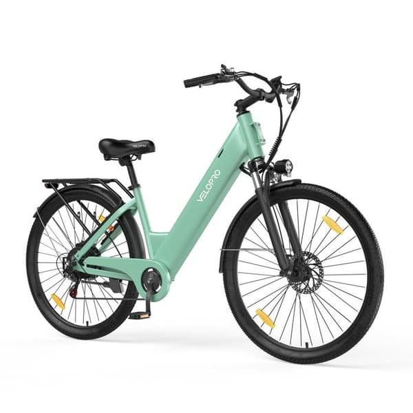 Elcykel Stad Velopro C1, Samsung-batteri & Shimano 7 växlar, Grön
