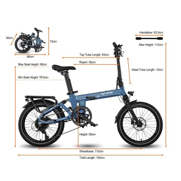 Cykel elveckad Cyrusher Sonder, 48V 10Ah, blå