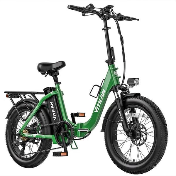 VITILAN U3 Fällbar Elcykel med Breda Däck, Grön