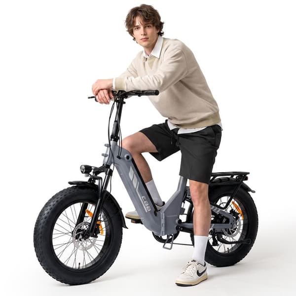 Fällbar Elcykel iScooter EB8, Fatdäck 20", Moment sensor, Grå