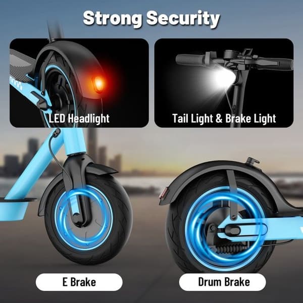 HIQIS D9 Elektrisk Sparkcykel, 10" Skumdäck, Smart App, Blå