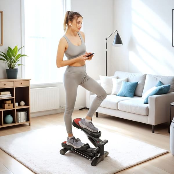 Mini-Stepper för Hemmet, Träningscykel med LCD-display, Svart