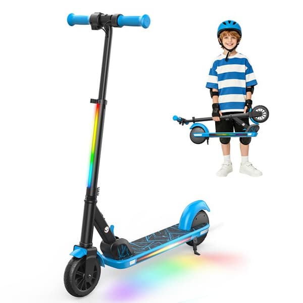K4 Fällbar El-scooter för Barn med LED-belysning för 6–12 År, Blå