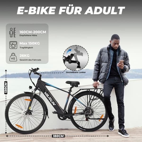 Elcykel VARUN S700-1, 27,5″, Terräng, Svart