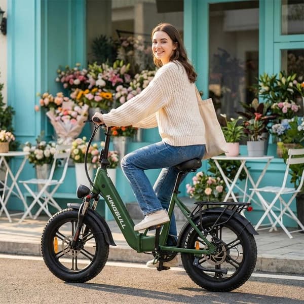 KINGBULL Literider 2.0 Fällbar Elcykel, Fatdäck 20×4.0, Hydrauliska Bromsar, Grön