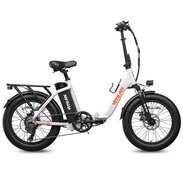 VITILAN U3 Fällbar Elcykel med Breda Däck, Vit