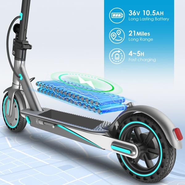 Fällbar Elektrisk Sparkcykel OOK-TEK V8, 36V 10.5Ah, Heltäckande Däck 8.5", Appkontroll, Grå&Blå